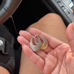 Sterling silver 1inch earrings. With Aztec design